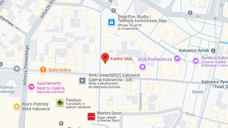 Lokalizacja kantoru MAX w Katowicach